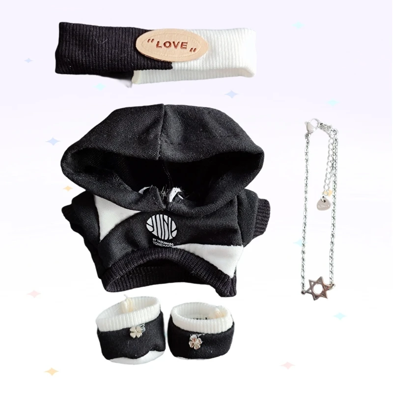 Per 15/17 centimetri Labubu V1 V2 Abbigliamento per bambole Moda Felpa con cappuccio e pantaloni Set Idolo coreano Alla moda FAI DA TE Accessori di abbigliamento per bambole Giocattolo Regalo