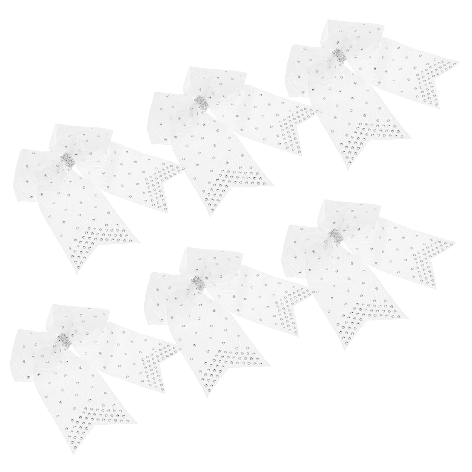 

6Pcs Rhinestone White Cheer Bow Large Glitter Hair Bow Cheerleading Football Softball Hair Ties Accessories Cheer Bows