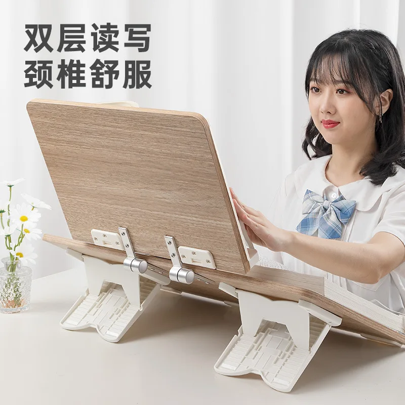 Bamboo Desktop Bookshelf Book Holder for Student Learning Writing Reading Portable Folding Study Desk Table