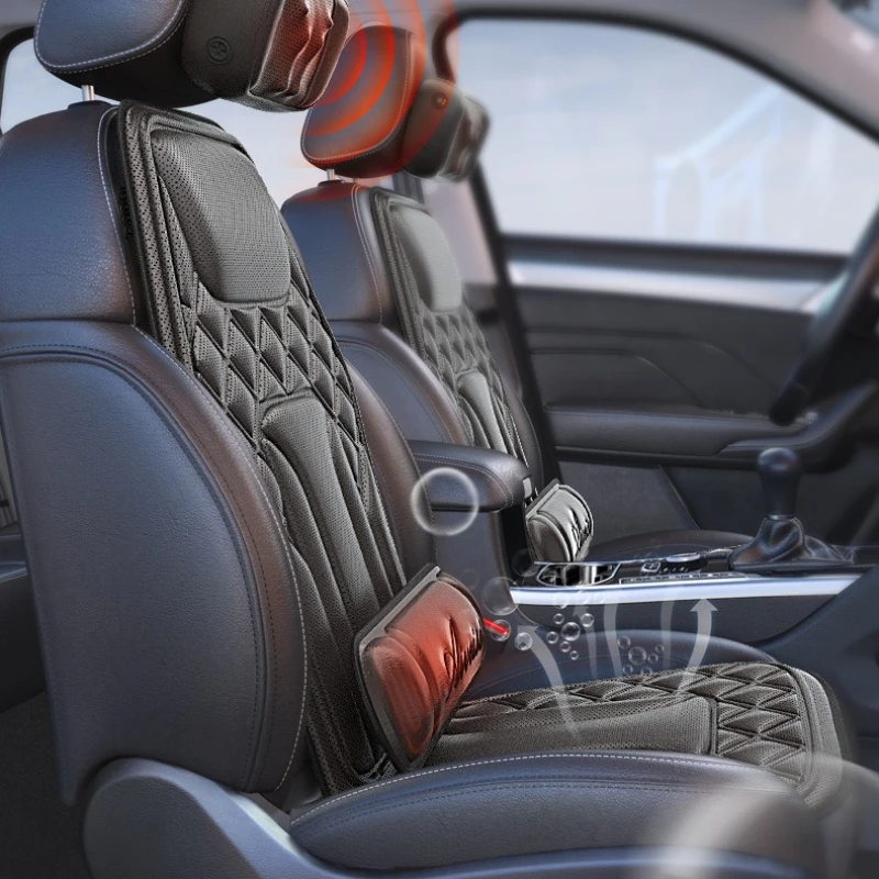 Multi-Function Car Massage Cushion for Neck Back, Heated Vibrating Ventilation Pad, Full Body Relaxer for Vehicle Seat view 6