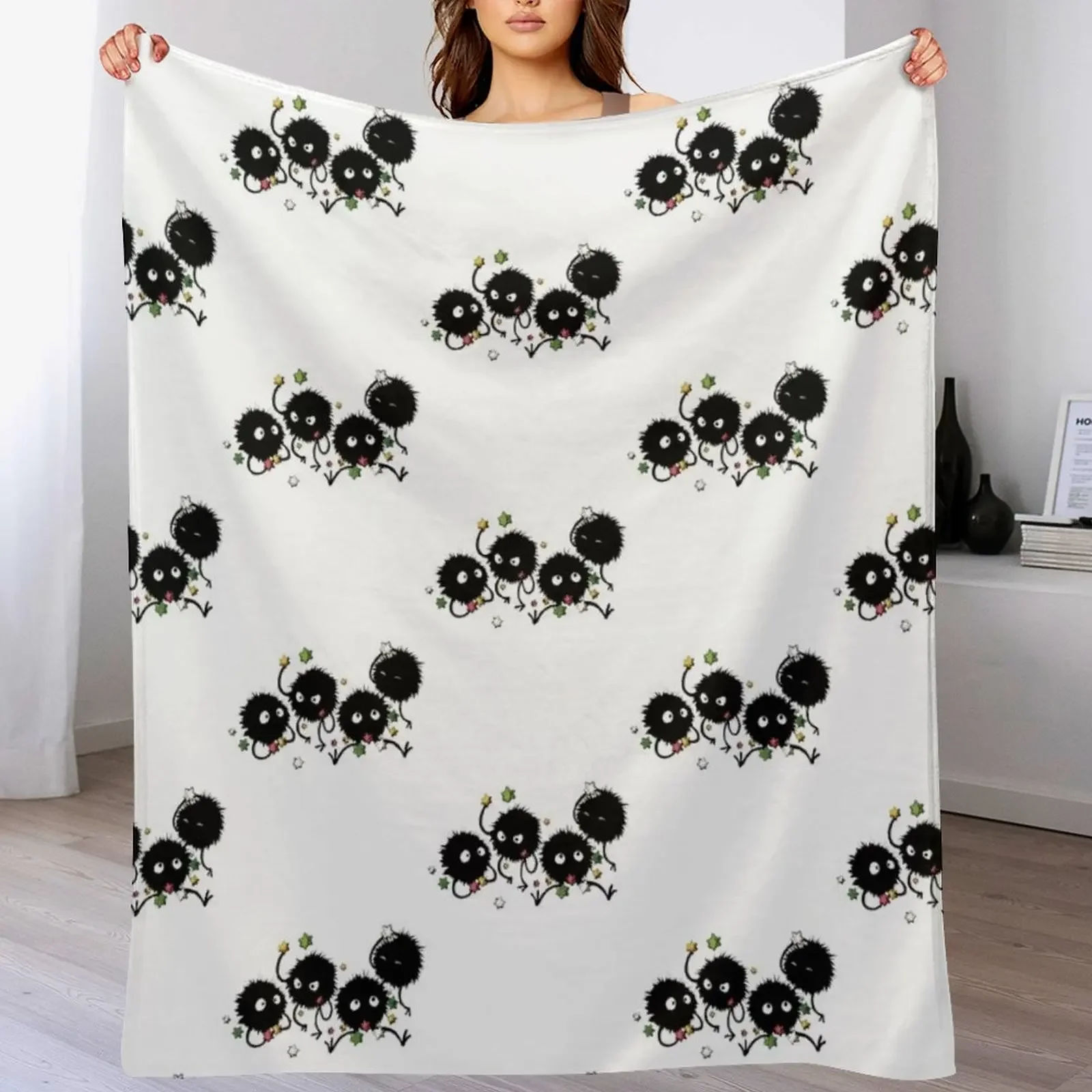 

soot sprites Classic Throw Blanket Plaid on the sofa Kid'S Soft Plaid Hairys Blankets