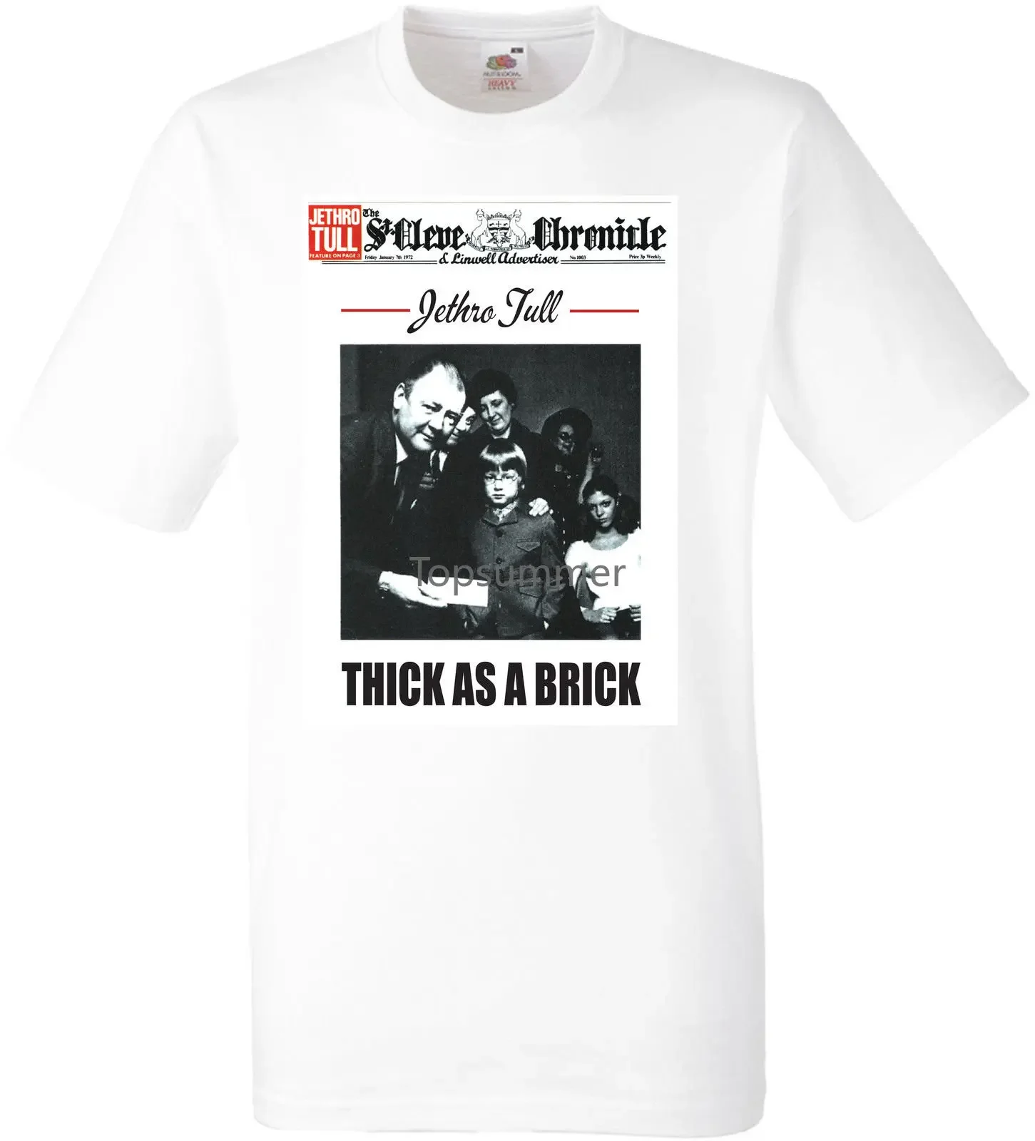 

Футболка Jethro Tull Thick As A Brick Fruit Of The Loom, полиэстер, лето 2018, новая брендовая футболка для мужчин, хип-хоп, мужская повседневная футболка