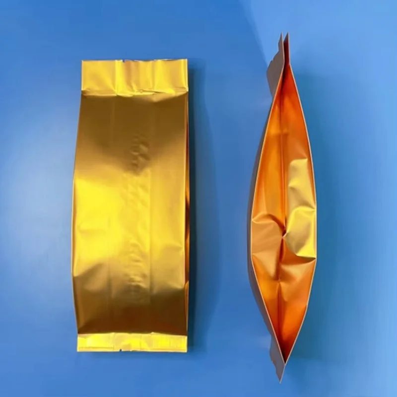 

100PCS Gold Aluminum Foil Stand-Up Bags with Gussets Open Top for Coffee Beans Snacks Coffee Tea Dried Fruits Gift Packaging