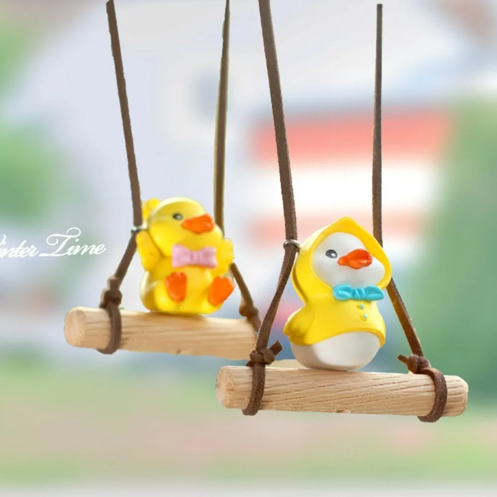 Cute Swinging Duck Car Pendant Anime Cartoon Rearview Mirror Ornaments Car Interior Decor Accessories Car Hanging Decoration