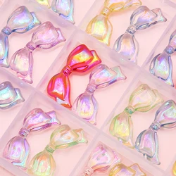 4-10pcs Acrylic Transparent Colorful Through-hole Bow Accessories Handmade DIY Earrings, Hair Accessories, Material Beads