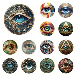 Retro Round Metal Tin Signs 2D Flat Seeing Eyes Decor Pattern Nostalgic Iron Painting Novelty For Cafe Bar Man Cave Wall Decor