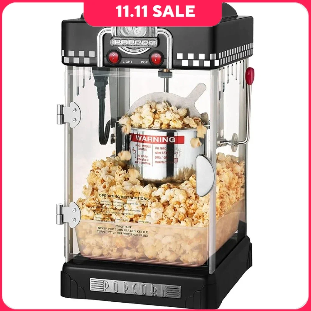 

Popcorn Machine 2.5 Ounce, Movie Hot Buttered Popcorn, Tabletop Kettle Popcorn Popper Machine