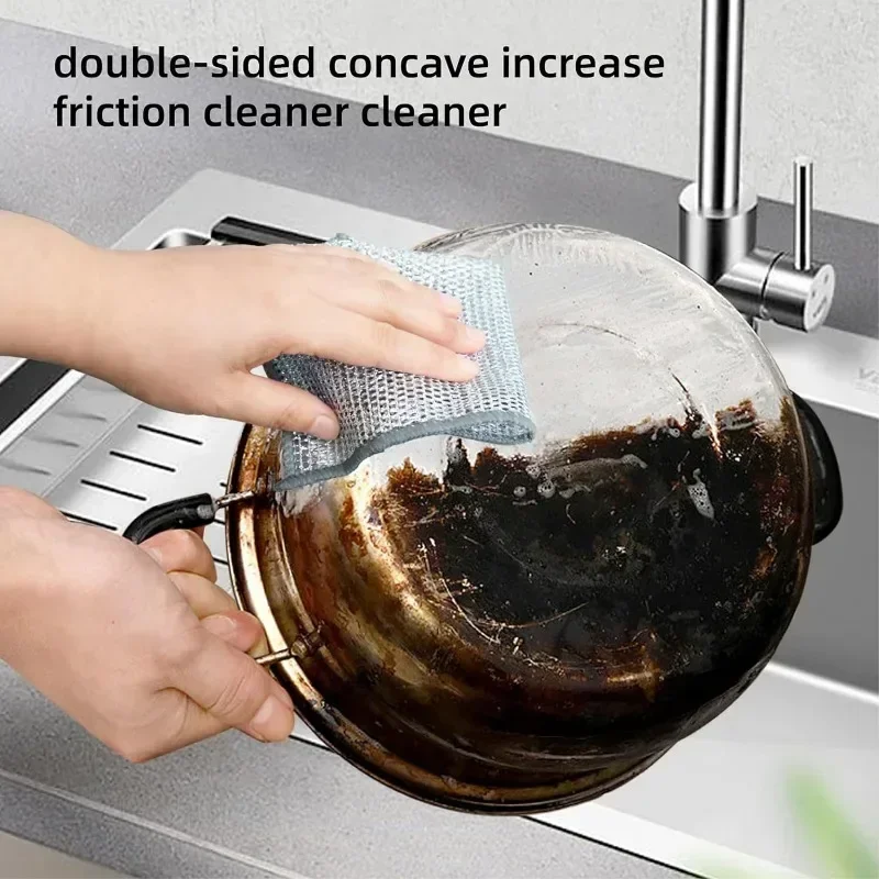 Non-Scratch Wire Dishcloth Multipurpose Steel Wire Dishes Washing Rags Kitchen Cleaning Cloth Non-stick Oil Magic Dish Towels