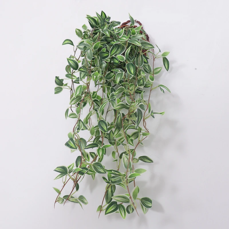Hojas artificiales de enredaderas de 75cm de largo, plantas colgantes falsas, hojas de árbol de seda, ratán de bambú verde para el hogar, jardín, decoración de boda drapeada