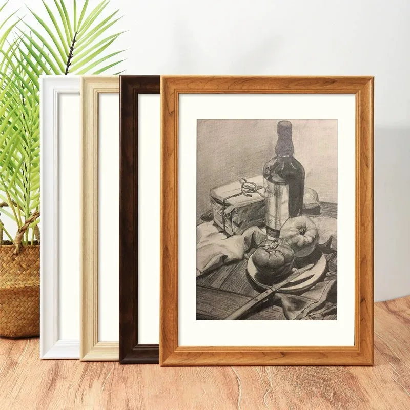 Wooden Photo Frame Wall Hanging Paper Eight-Open Picture Frame Sketch Mounting Frame Photocard Holder Home Decorations