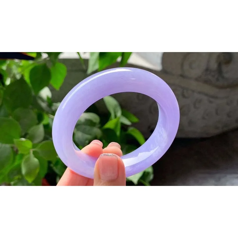 Myanmar , -waxy violet jadeite , old mine ice-type spring color purple regular circle noble bracelet