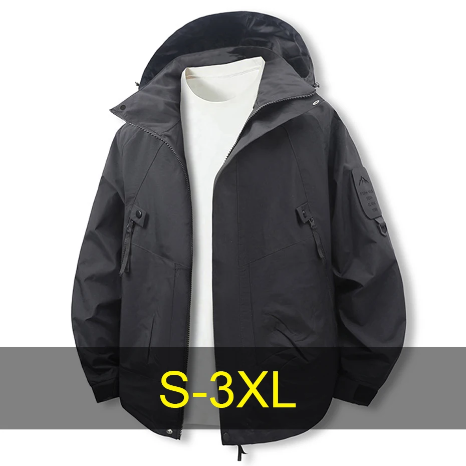 

Waterproof Windbreaker Jacket Men Camp Cargo Jackets Coat Fashion Casual Outdoor Outerwear Male