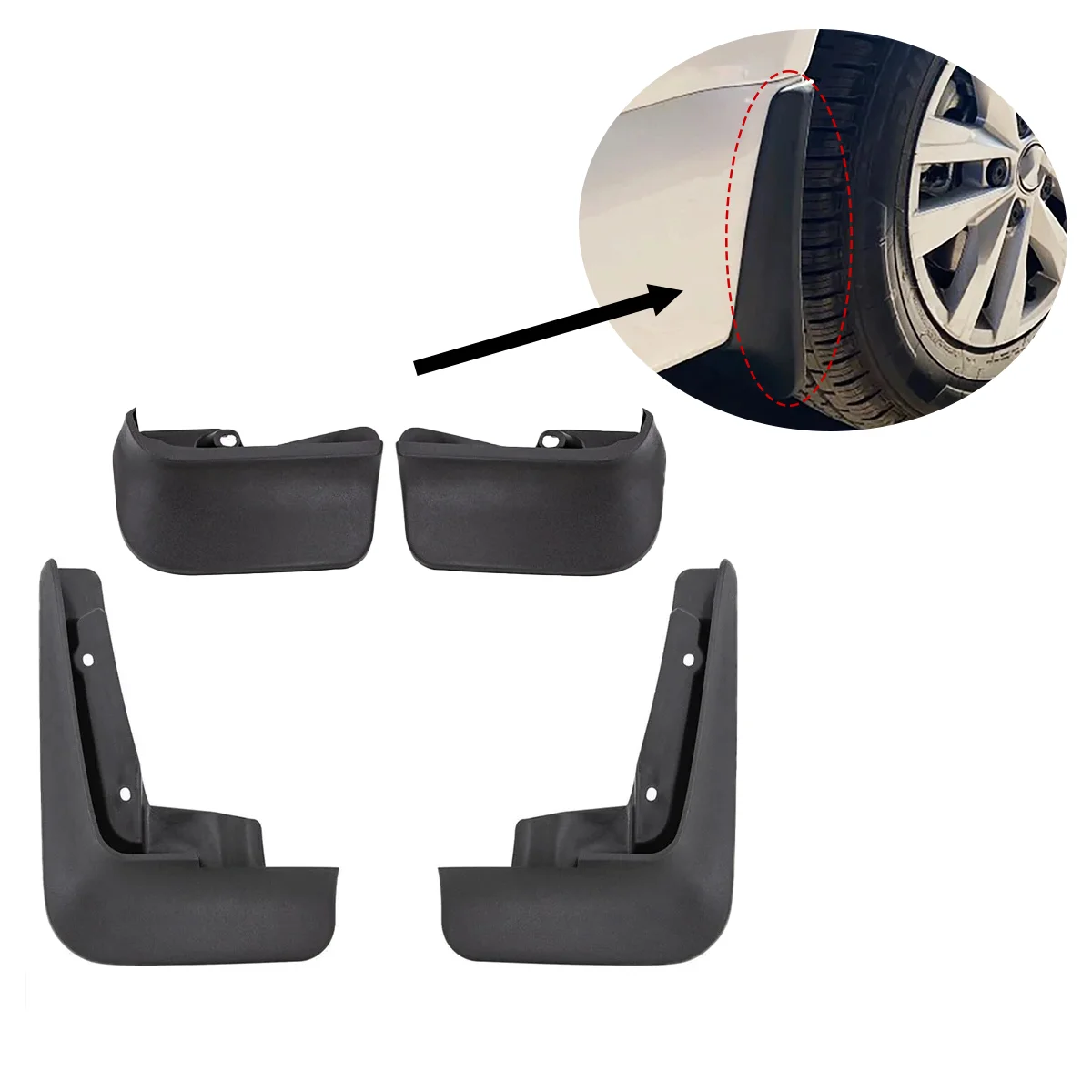 

4 Mud Flaps 7H0075111 For VW Transporter Caravelle T6 T6.1 Multivan 2015 - 2021 Splash Guards 2016-2020