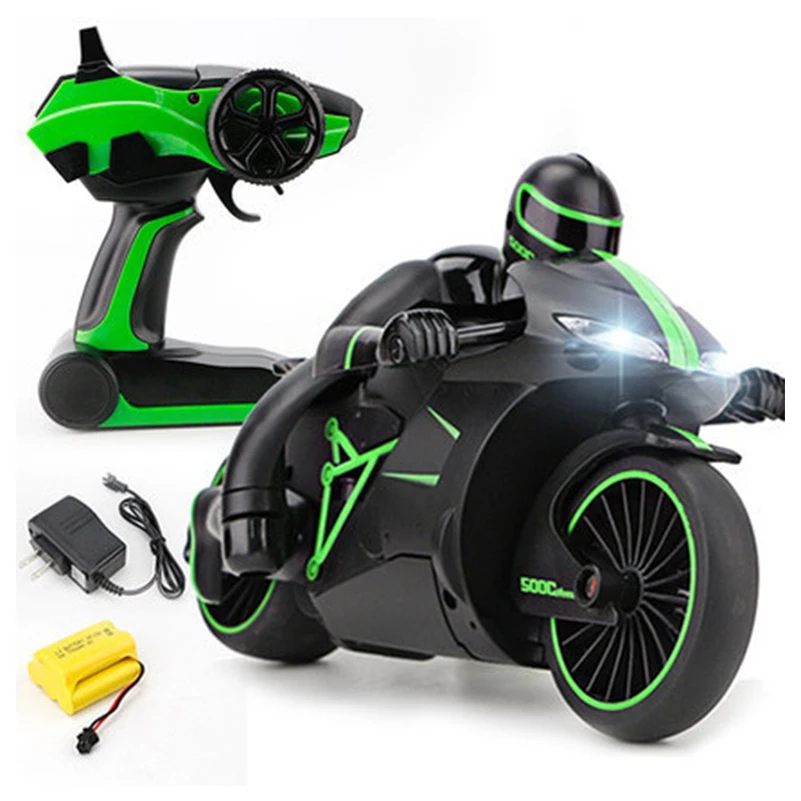 2.4G Radio RC Rechargeable Motorcycle With Cool Light High Speed RC Motorbike Kid Stunt Remote Control Motorcycle Model Toy Gift