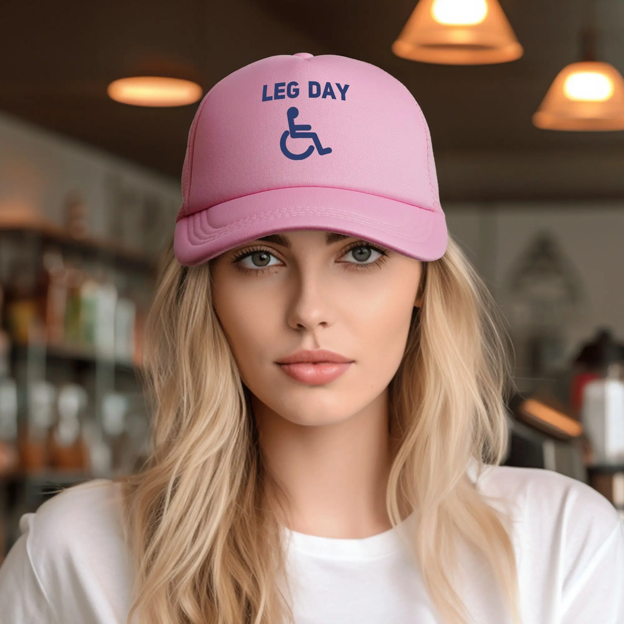 Leg Day Funny Handicap  Mesh Baseball Caps Unisex Fashion Trucker Cap  Hats Breathable Snapback Caps Golf Hats Wholesale New