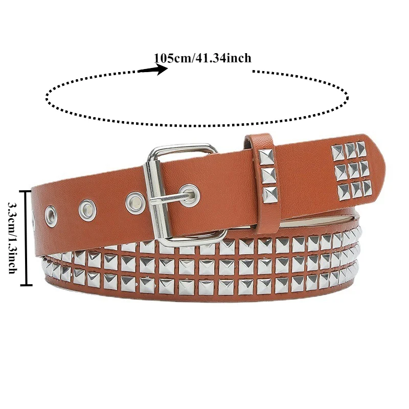 Trendy European-Style Square Bead Studded Girly Belt  Edgy Trendy Punk-Style Unique Cool Eye-Catching Women's Belts