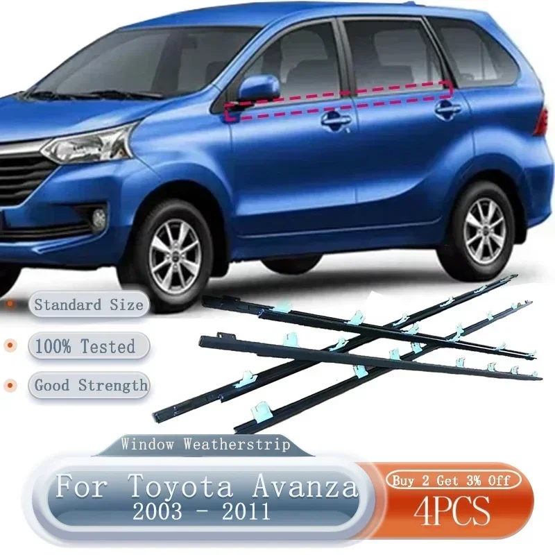 4 Stuks Venster Tochtstrips Zijdeur Molding Rubber Trim Afdichting Riemen Voor Toyota Avanza 2003 - 2011 Vensterglas Molding