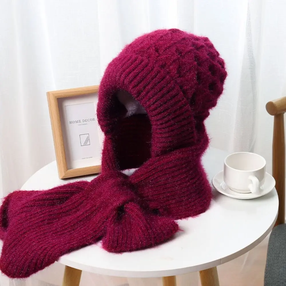أزياء الرقبة أدفأ الشتاء قبعة متكاملة وشاح يندبروف محبوك سدادات حماية الأذن قبعة سميكة وشاح ناعم مجموعة مقنعين الدراجات