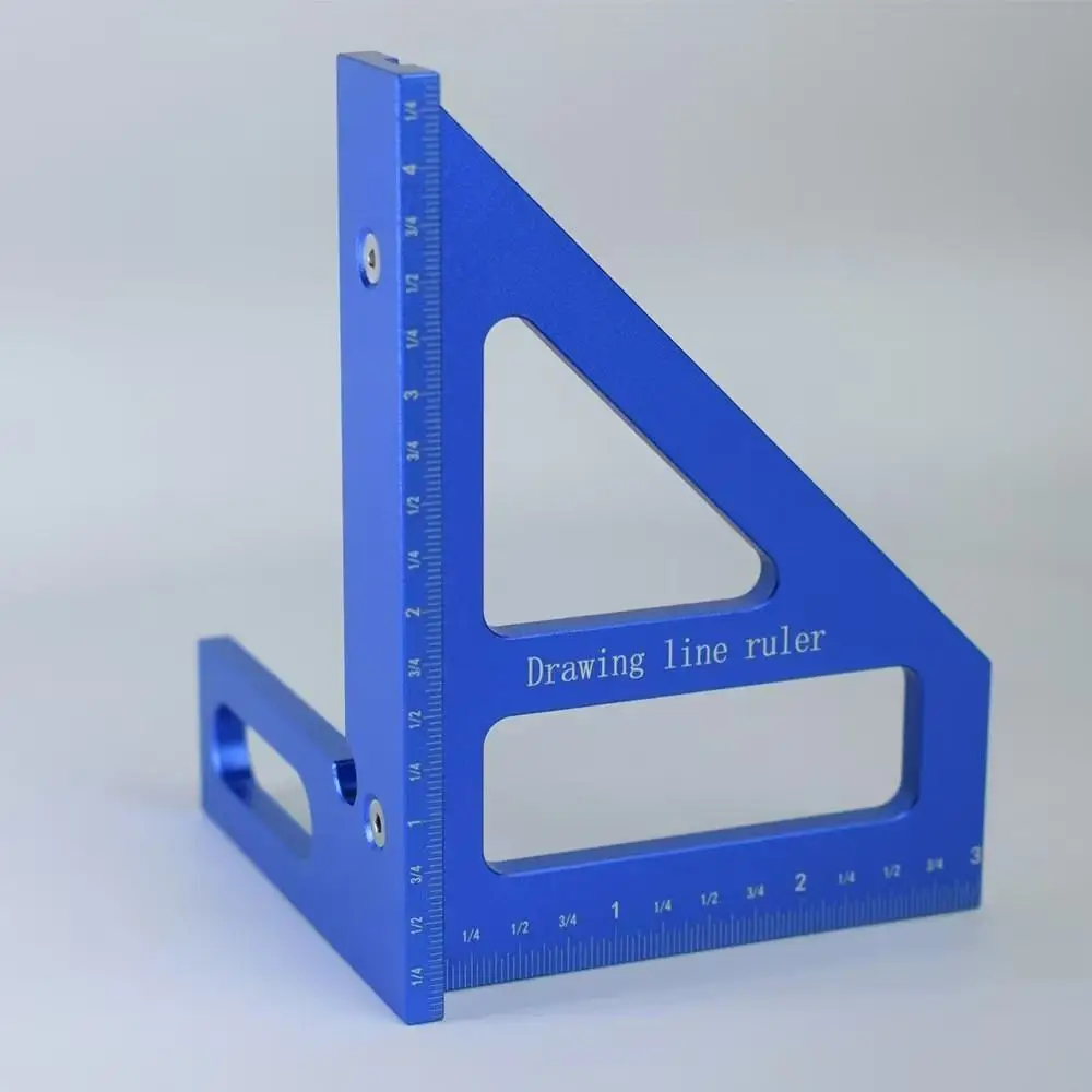 Aluminum Alloy Woodworking Scribing Ruler 45 90 Degree Angle Square Metric Imperial Scale Precise Carpenter Layout Tool