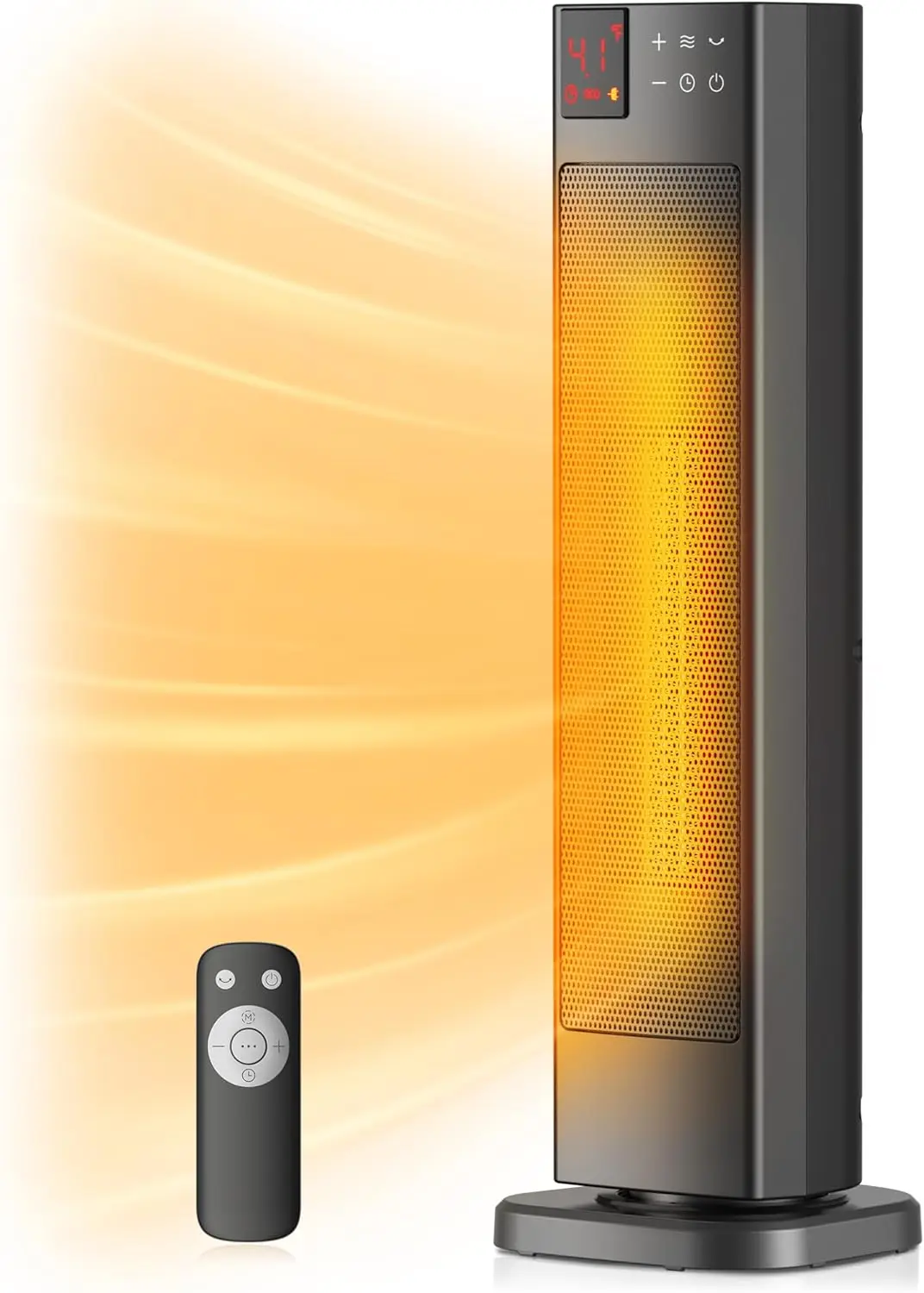 

Oscillating Ceramic Tower Heater with Remote, Timer & Safety Features for Home Heating