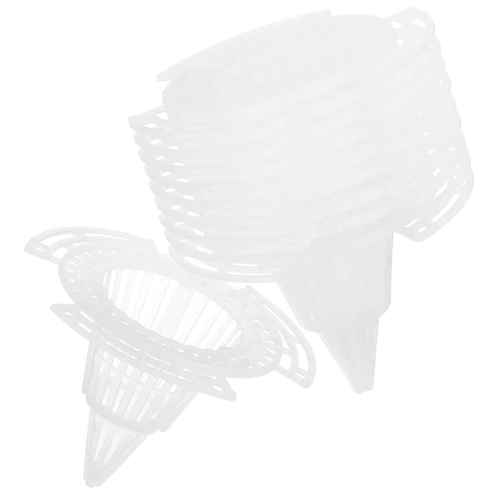 20 قطعة ثقب زارع مخروطي منصات شبكية اناء للزهور تنفس الصرف جوانات وعاء بلاستيكي أسفل صافي شبكة بلاستيكية وسادة مرشحات