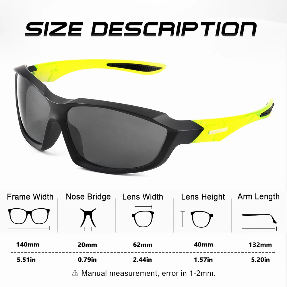 CRIXALIS Rectangle Sports Sunglasses For Men Women Ideal for Driving Fishing Cycling and Running UV400 Protection Shade