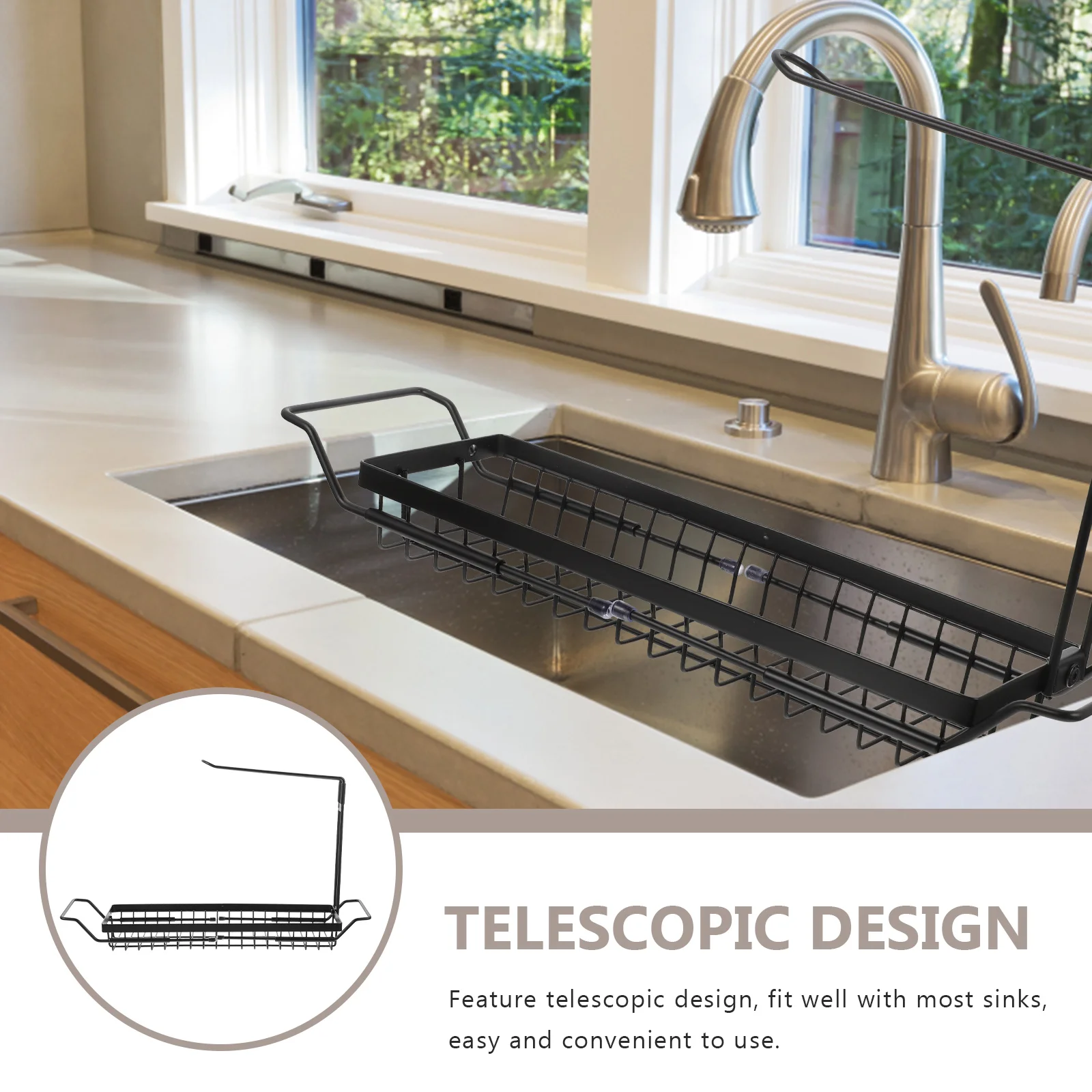 

Telescopic Sink Storage Rack Sponge Holder Over Sink Organizer Kitchen Sponge Holder Soap Towel Rack Kitchen Gadget