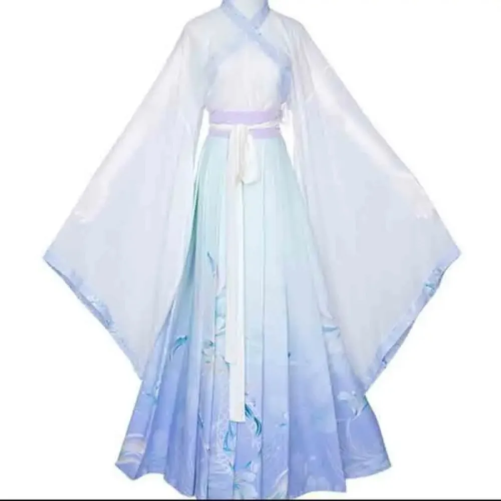 Plus Size 2XL Hanfu Couples Chinese Traditional Embroidery Clothes Adult Halloween Cos Costume Black Blue Hanfu for Men/Women