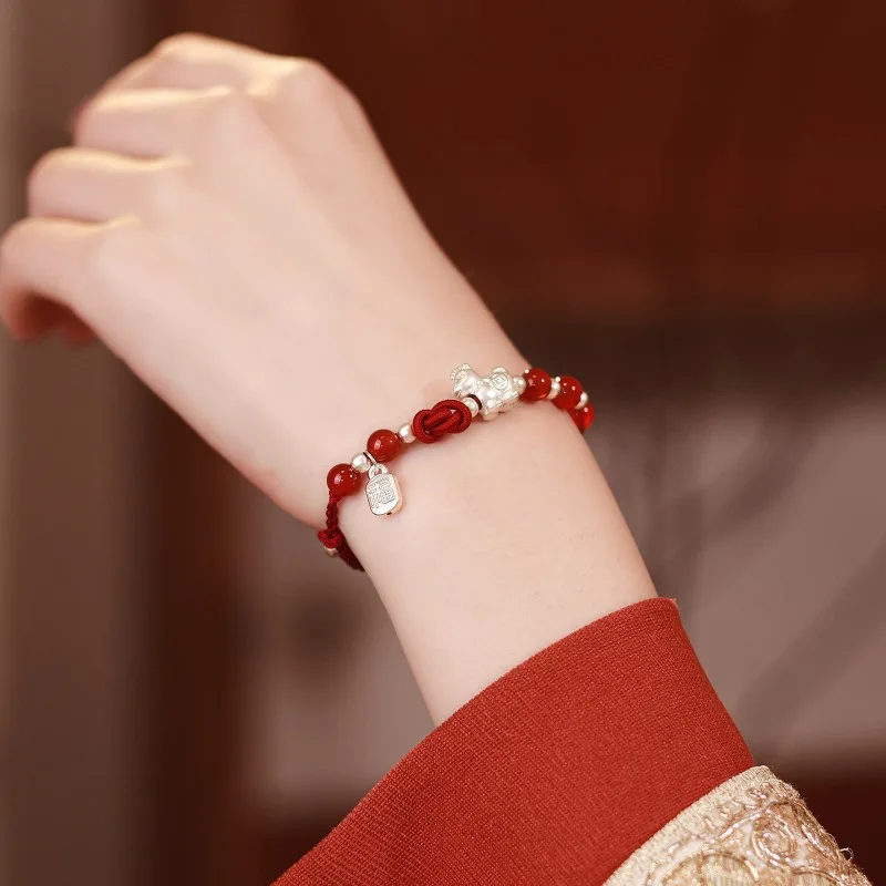2026 Pure 999 Sterling Silver Red String Bracelet Chinese Zodiac Horse Year Red Hand Rope for Birth Year Gifts