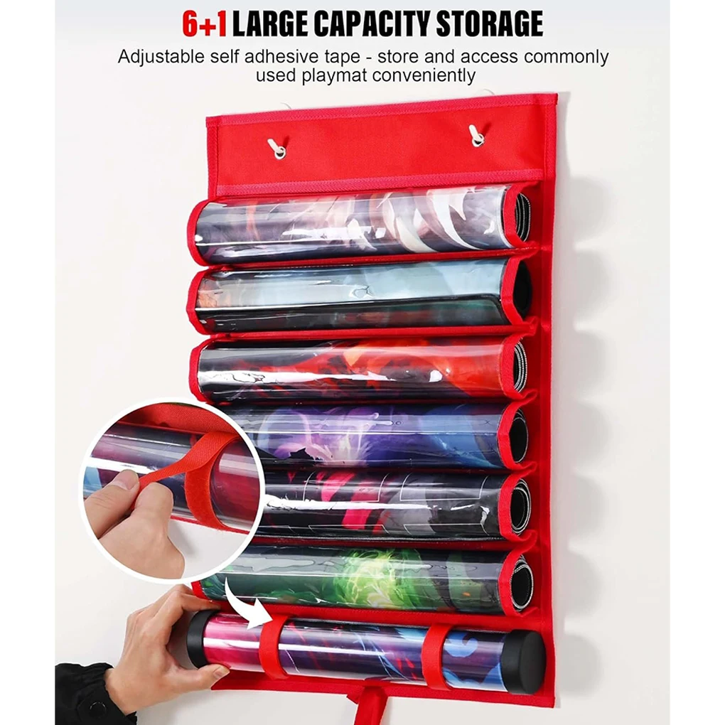 

Hanging Holder With Clear Plastic Slots Game Mat Storage Bag Compartments Hangable Bag Space Saving type+2