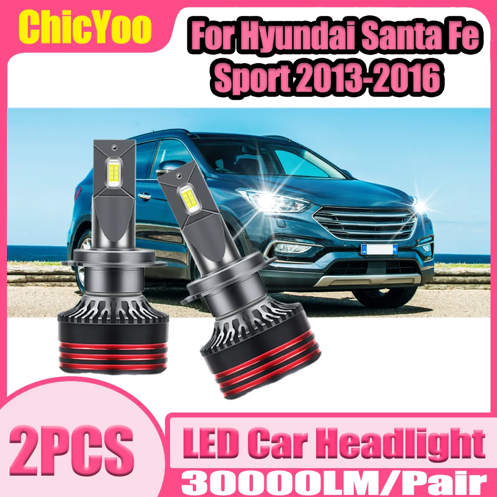 

2PCS 6000K White H7 LED Car Headlights 150W Auto Headlamps Bulbs 30000LM Plug and Play 12V For Hyundai Santa Fe Sport 2013-2016