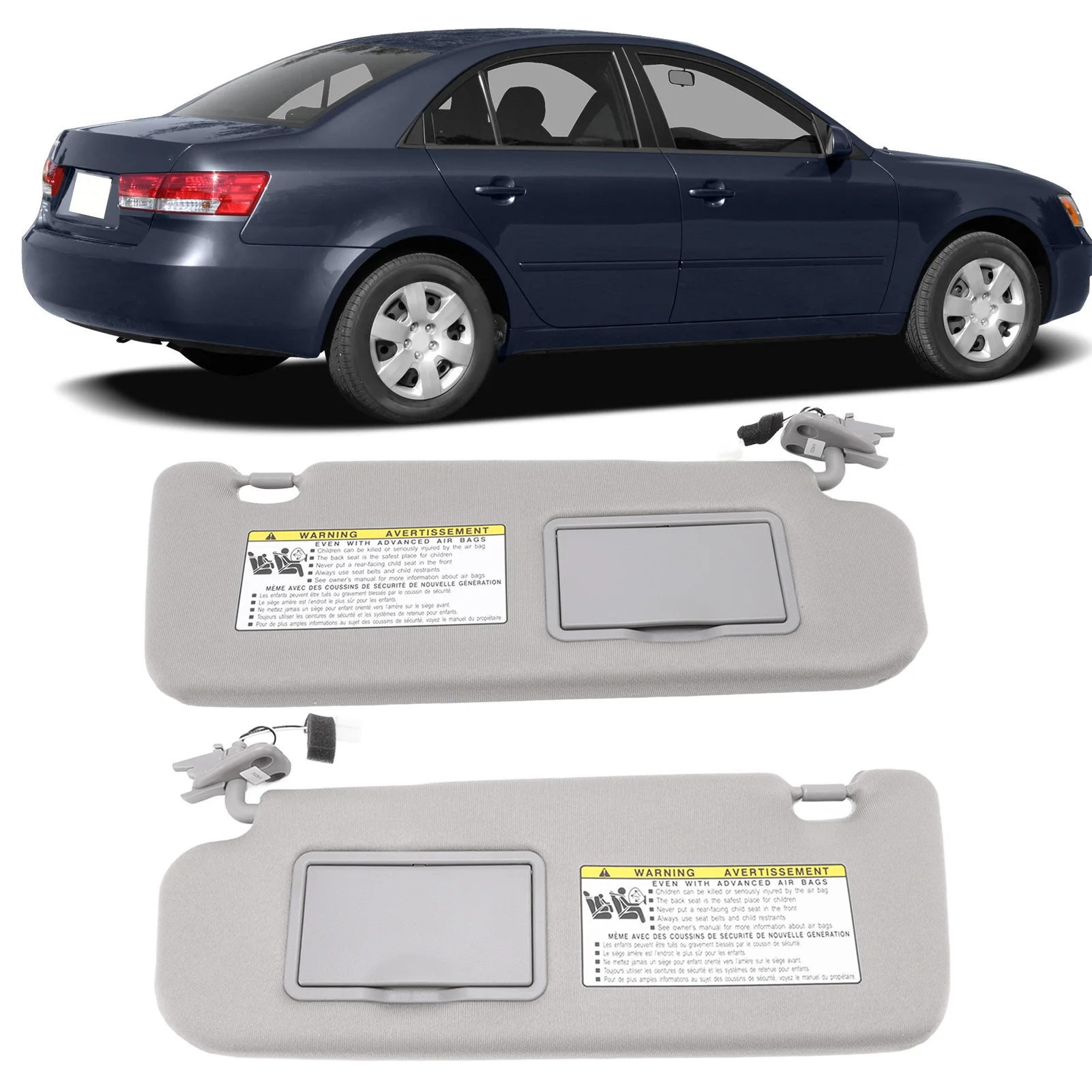 Sunvisor Assy Grey UV Blocking 852013K010QD Replacement for  Sonata 2006 2007 2008