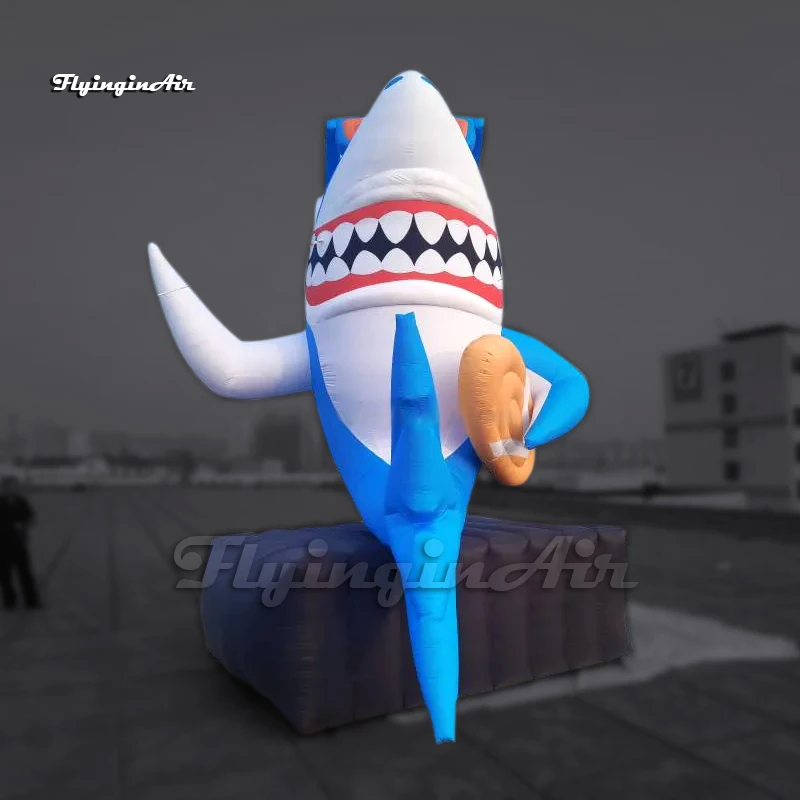 Wonderful Blue Giant Smiling Inflatable Shark Cartoon Marine Animal Mascot Model For Sea Theme Event