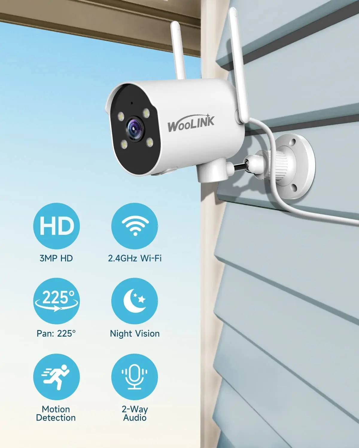 WOOLINK IP Camera Wifi Wireless 3MP AI Human Detect Audio CCTV Bullet Outdoor Surveillance Security Protection Video Camera Cam