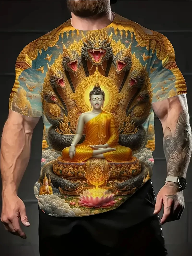 3D Print Buddha Shakyamuni Buddhist T Shirt Ancient India Spiritual Totem Kid Streetwear T-shirts Summer Fashion Mens Clothing