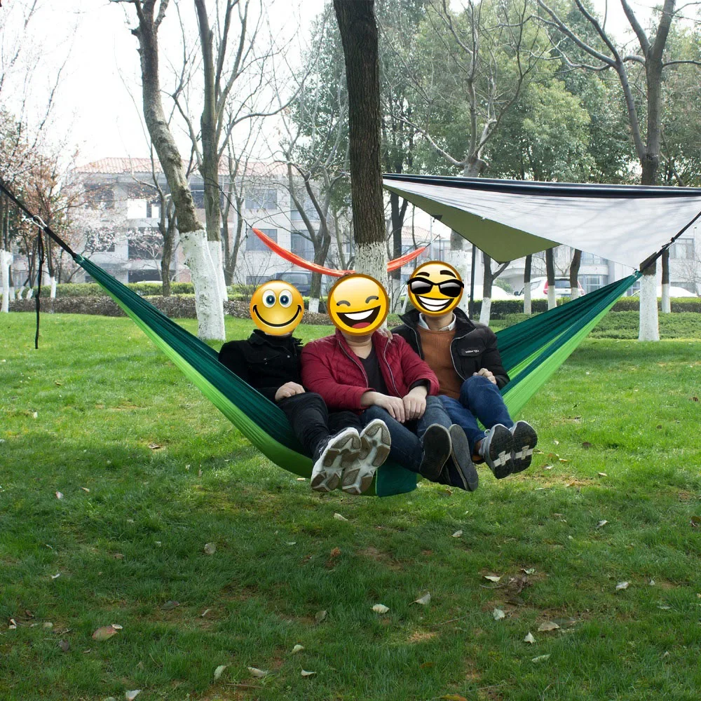 Portátil Nylon Parachute Tecido Outdoor Hammock, Único e Duplo Tamanho, Camping, Caminhadas, Jardim, Viagem