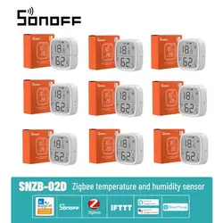 SONOFF-Sensor de temperatura y humedad SNZB-02D Zigbee, Automatización del hogar inteligente, Monitor en tiempo Real, Ewelink, Alexa, asistente de Google Home