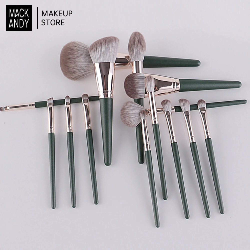 MACKANDY 14Pcs Blending Beauty Soft Fluffy Makeup Tools Cosmetic Powder Eye Shadow Foundation Blush Makeup Brushes With Bag