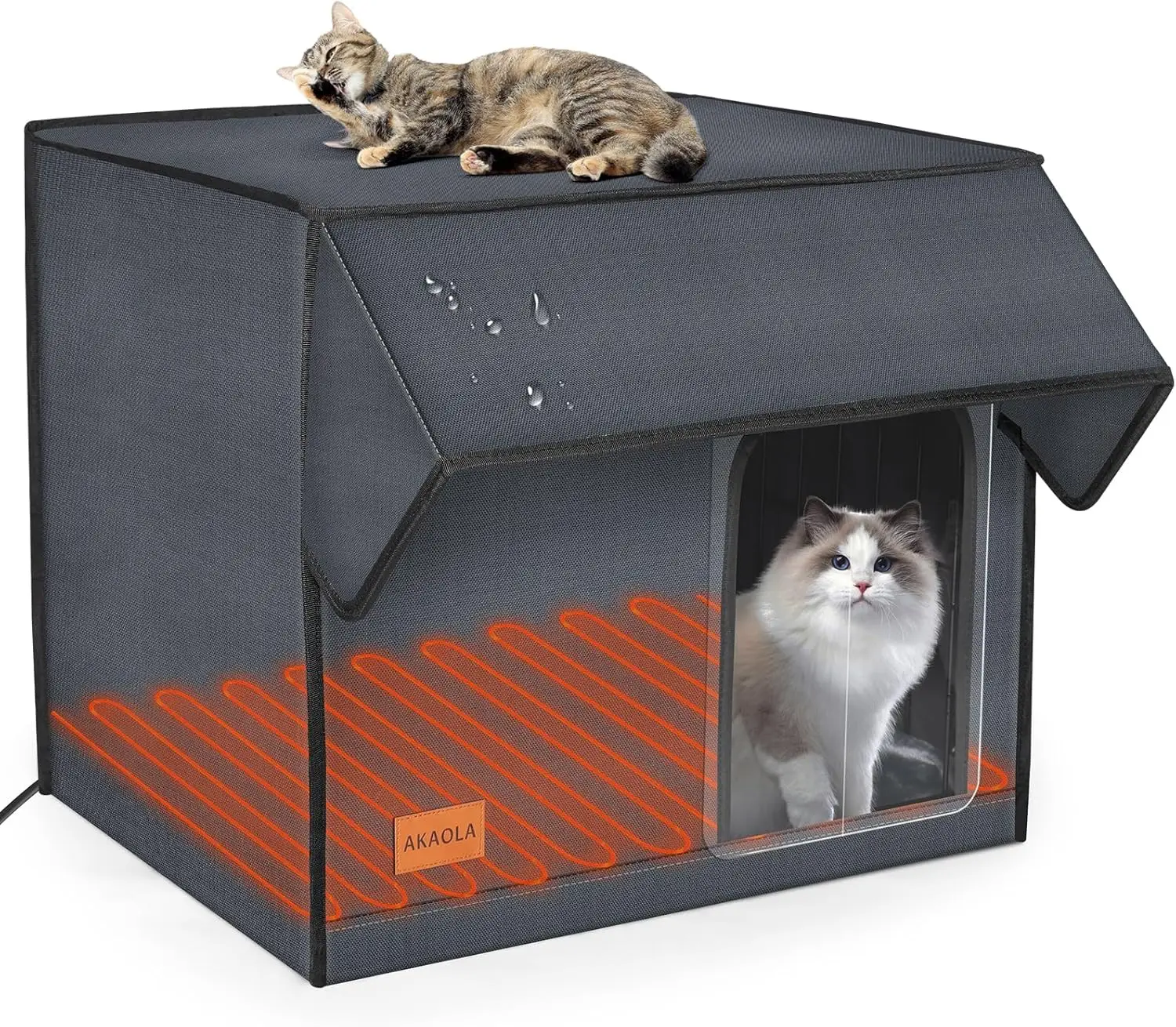 

Heated Outdoor Cat House with Weatherproof Design and Elevated Base for Winter Shelter