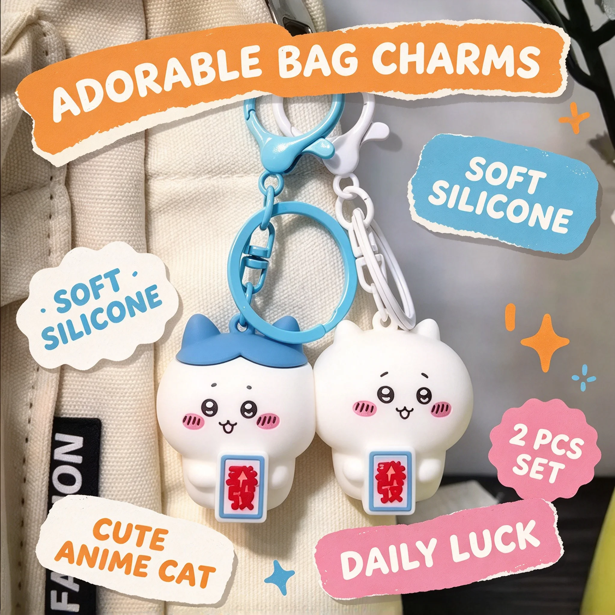 Chiikawa Kawaii A Pair Hachiware Magnetic Pair Keychain Cartoon Doll Pendant Couple Friends Cute Kawaii Gift for Fans Girls