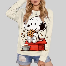 Street Casual Womens Sweatshirt Snoopy cartoon Print Hoodies Loose Soft Pullovers Crewneck Fleece Clothes