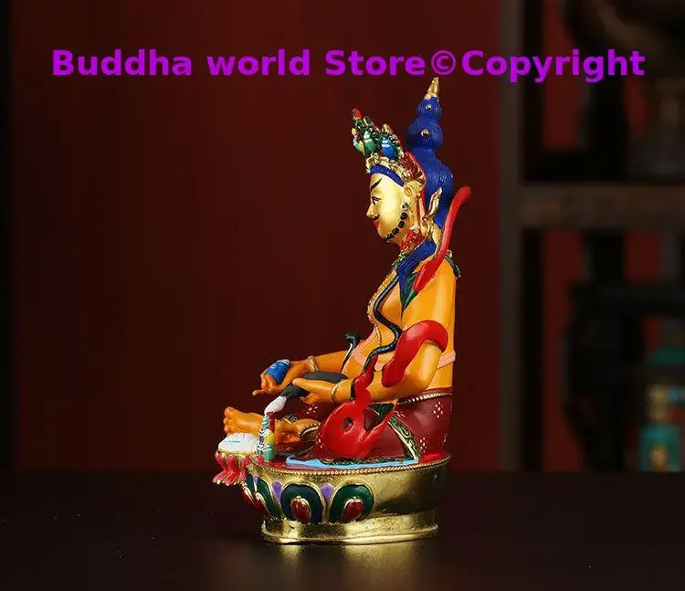 Buddhism high grade Nepal Color drawing God of wealth Yellow Jambhala buddha statue HOME Temple efficacious Protection