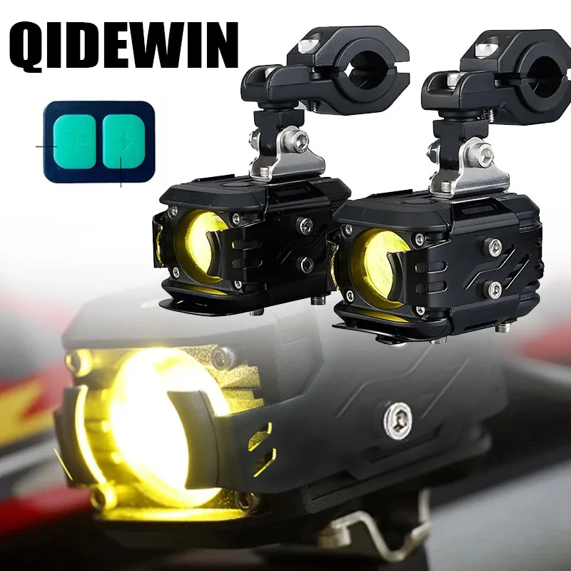 Motorcycle External Spotlight Fog Light Wired Switch Future Eyes F150 High-power Super Bright Two-color Light Motorcycle 60W