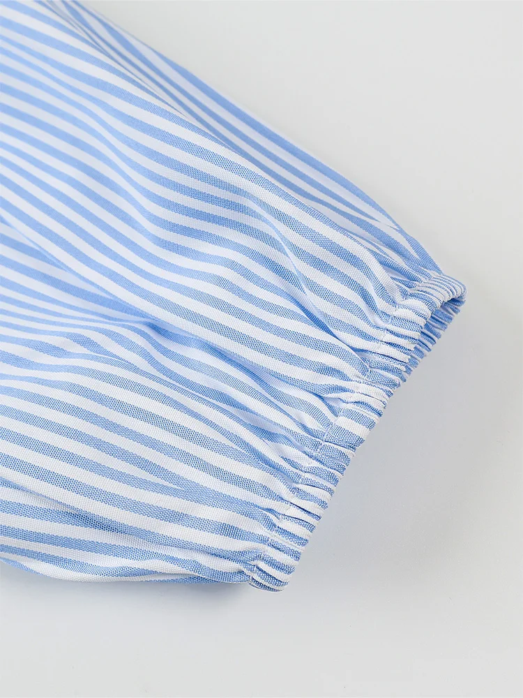 2022 Herbst-Neuheiten, lässiges gestreiftes Hemd für Damen mit Schnürung vorne, langärmeliges, locker sitzendes Hemd für den Alltag