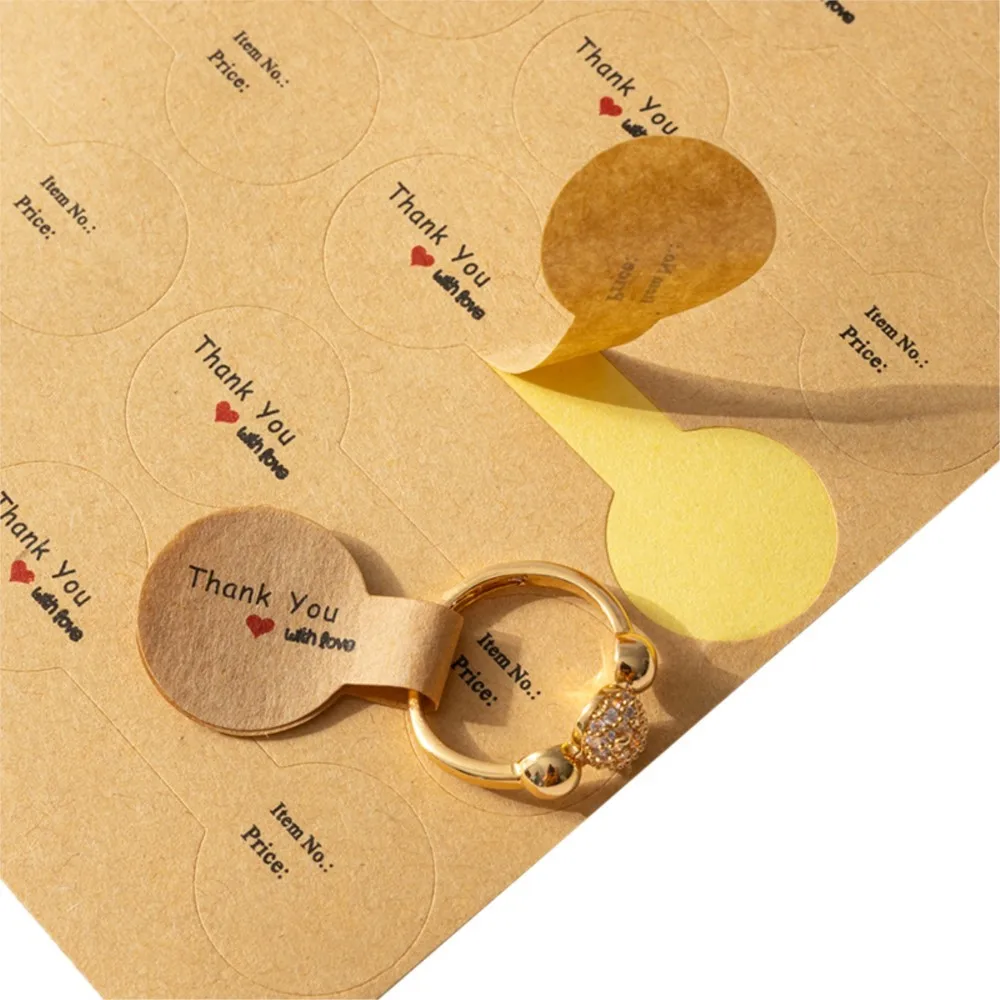 100Pcs/Lot Portable Jewelry Price Tag Brown Self Adhesive Barbell Stickers DIY Necklace Ring Bracelet Earring Jewelry Packaging