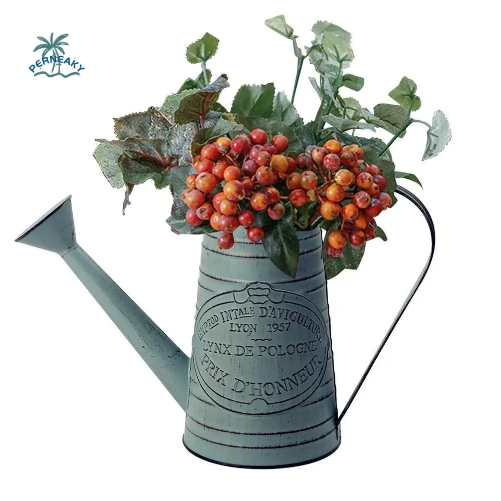 Anti-rust Iron Sheet Flower Vase Iron Art Milk White Farmhouse Bucket Country Style Galvanized Sheet Duckbill Watering Can