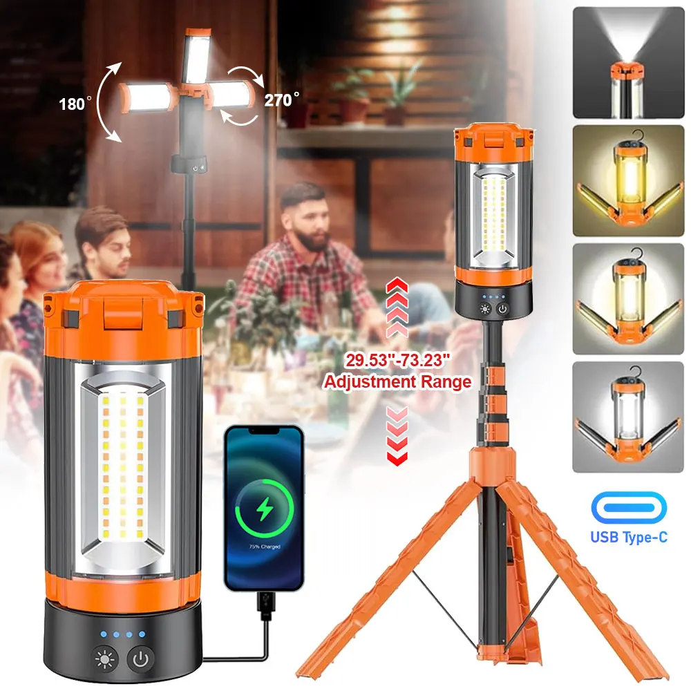 

VOLODYMYR 4500mAh Rechargeable Outdoor Hiking Fishing Tent Lamp Super Bright Magnetic Rotatable Telescopic LED RV Camping