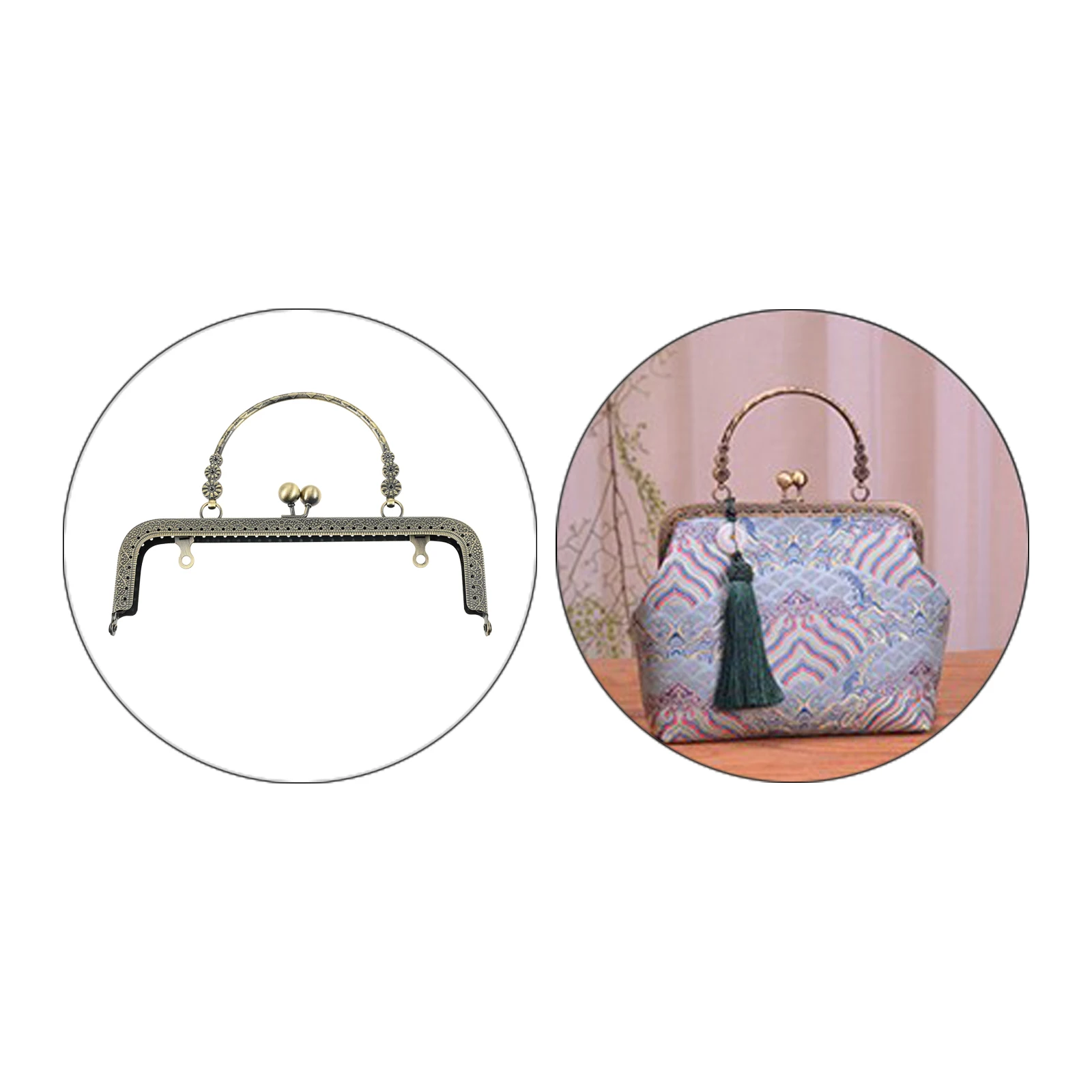 

5 Pcs Wallet Frameworks with Handle Metal Kiss Lock Clasp Frame Embossed Arch Bag Frame for Handled Coin Clutch Bag