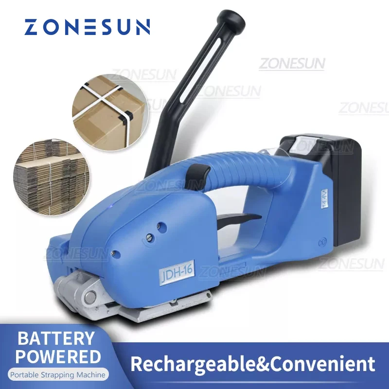 

ZONESUN ZS-PSJDH16 Electric Strapping Tool Handheld Pallet Box Wrapping Packing PET PP Strips Baler Lithium Battery