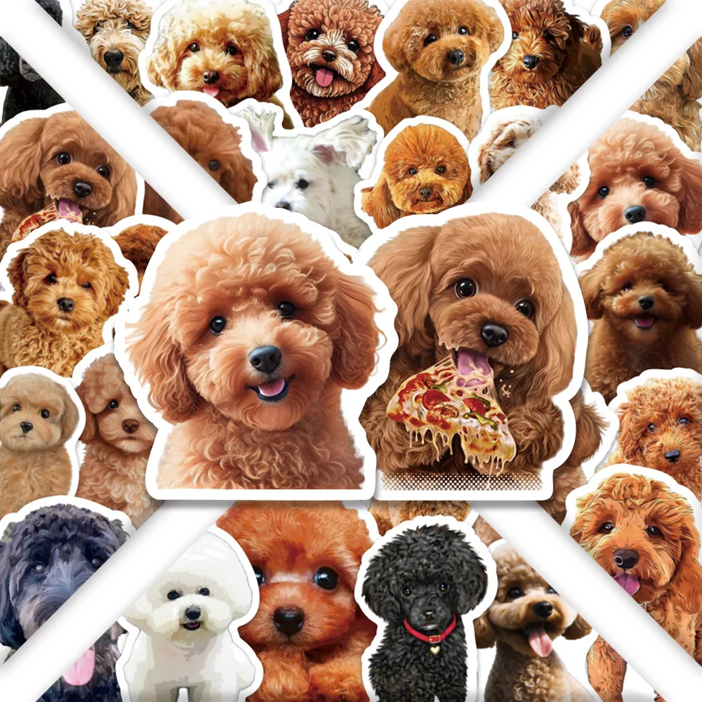 50PCS Pudel Cartoon Niedlichen Hund Aufkleber Dekorative Laptop Roller Motorrad Wasser Tasse Gitarre DIY Lustige Tier Graffiti Aufkleber